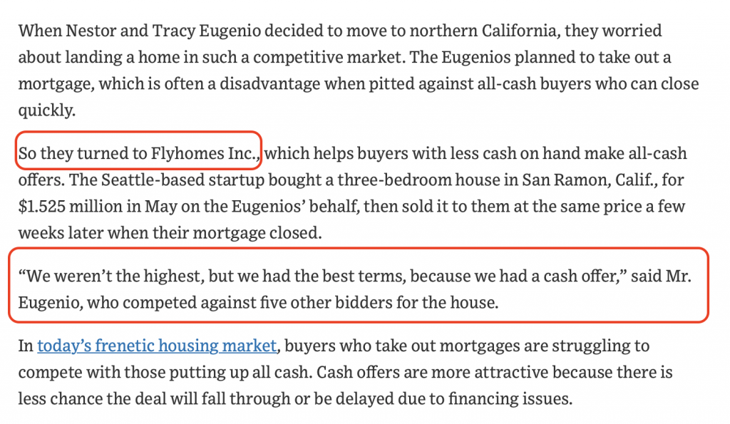Flyhomes Cash Offer
