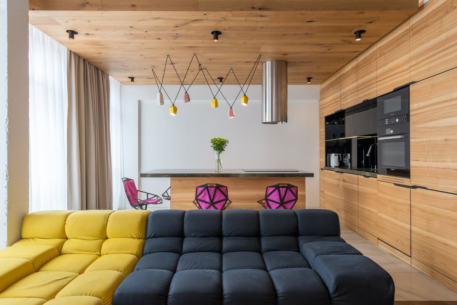 interior of stylish studio flat